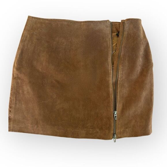 BLANKNYC Zip Suede Miniskirt In Caramel Macchiato Size 29 NEW - Picture 6 of 11